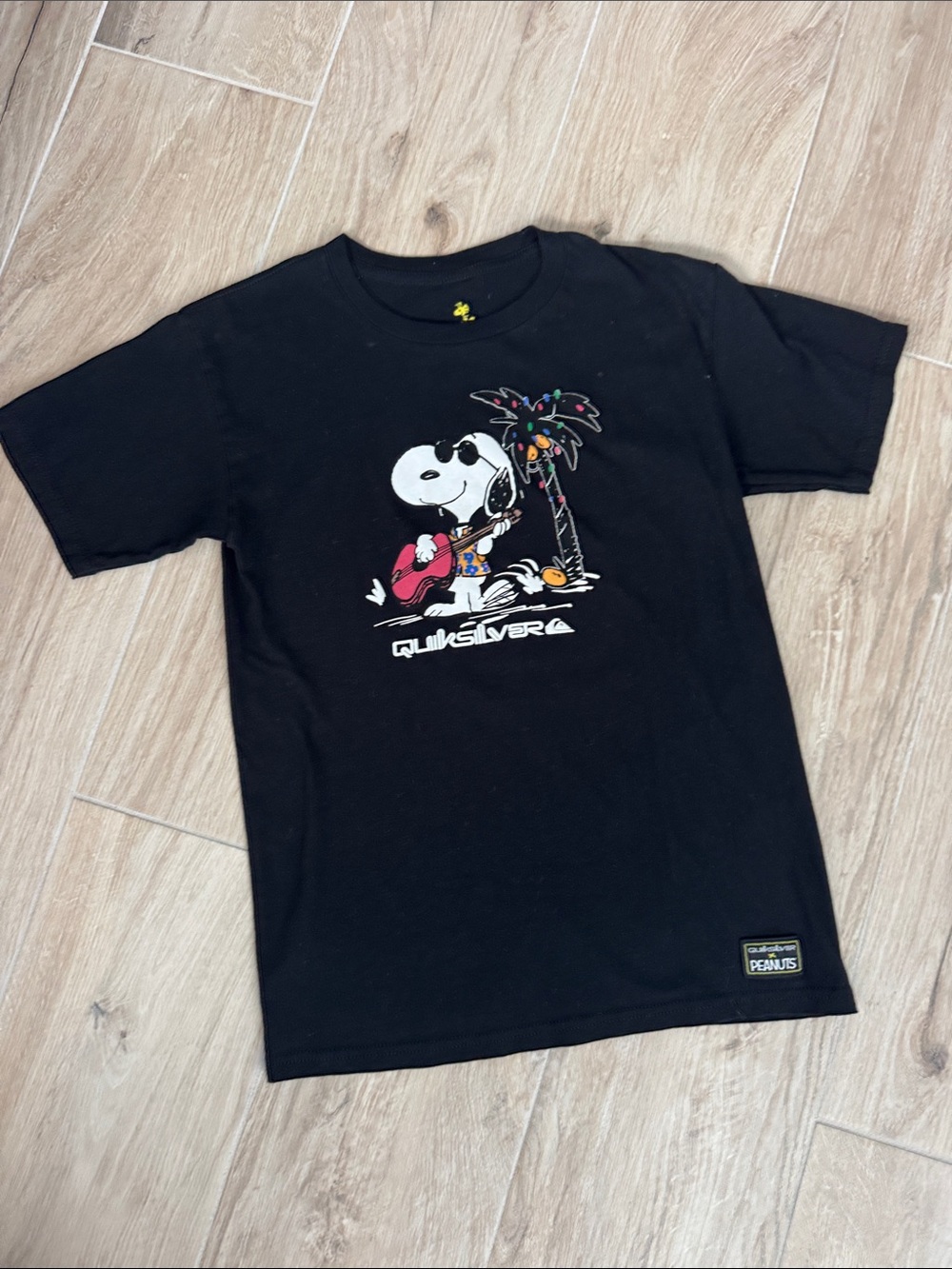 Quiksilver Black Snoopy Tropical Graphic Tee